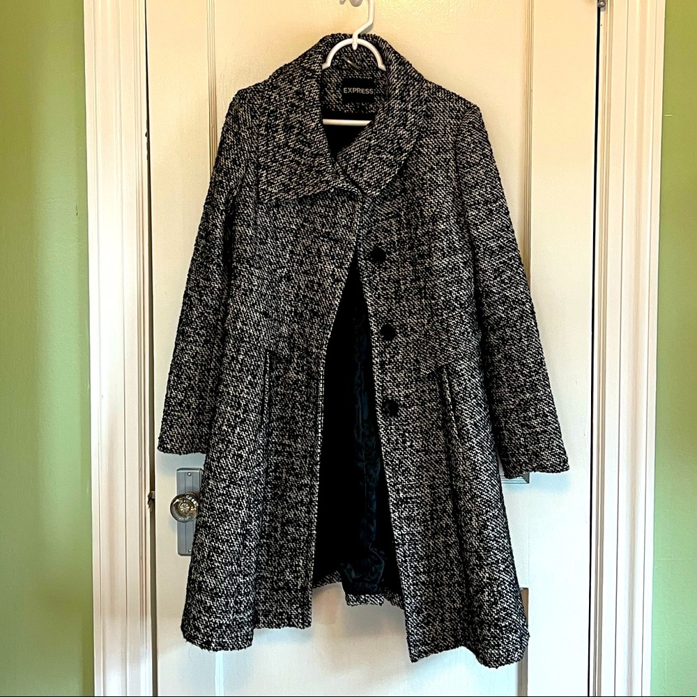 Express black and white tweed jacket